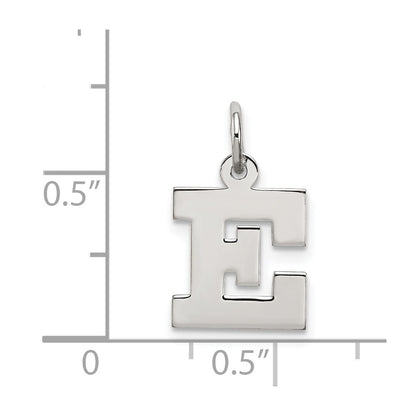 Sterling Silver Rhodium-Plated Block Letter E Initial Charm