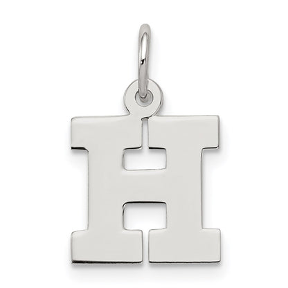 Sterling Silver Rhodium-Plated Block Letter H Initial Charm
