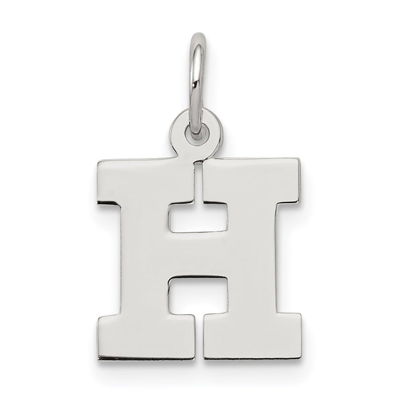 Sterling Silver Rhodium-Plated Block Letter H Initial Charm