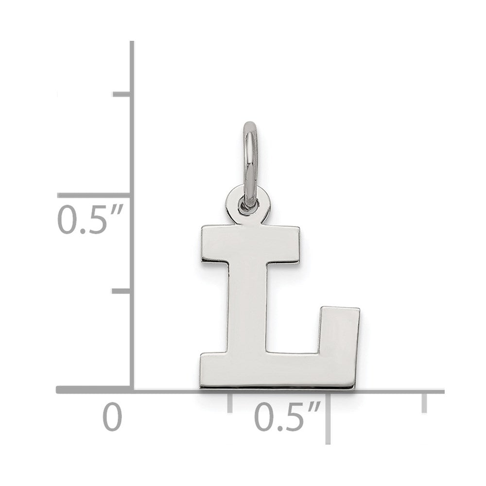 Sterling Silver Rhodium-Plated Block Letter L Initial Charm