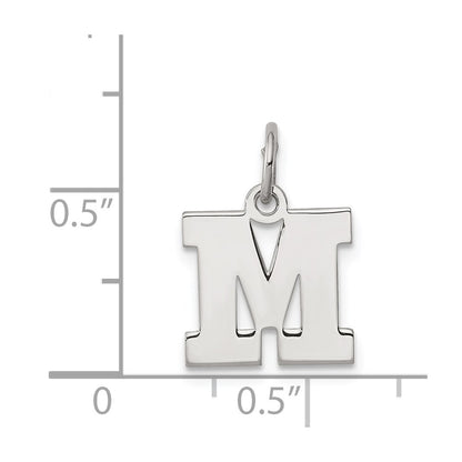 Sterling Silver Rhodium-Plated Block Letter M Initial Charm