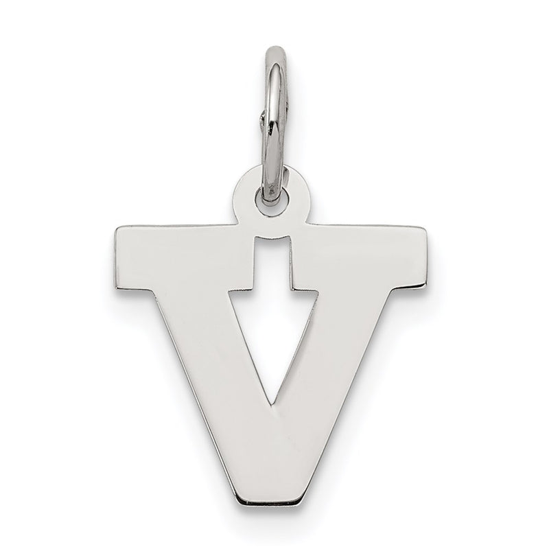 Sterling Silver Rhodium-Plated Block Letter U Initial Charm