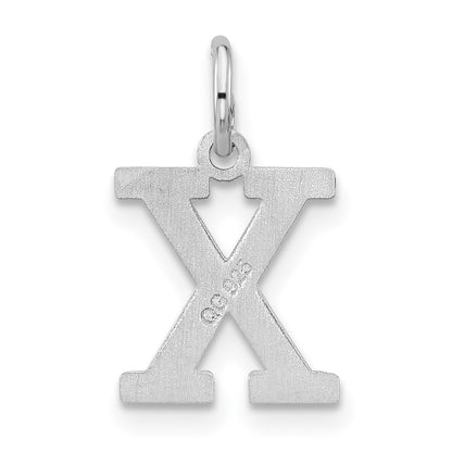Sterling Silver Rhodium-Plated Block Letter X Initial Charm