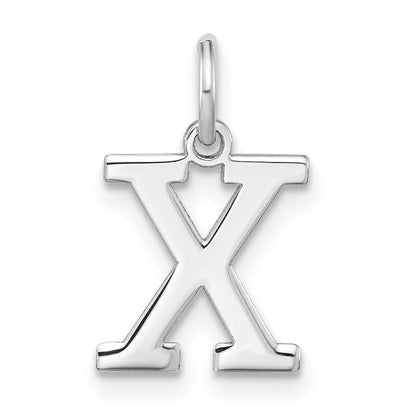 Sterling Silver Rhodium-Plated Block Letter X Initial Charm