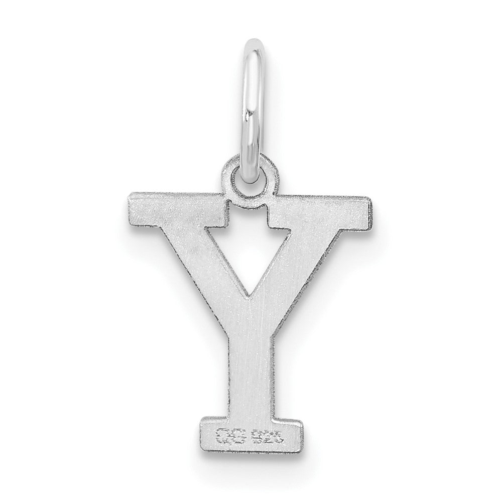 Sterling Silver Rhodium-Plated Block Letter Y Initial Charm