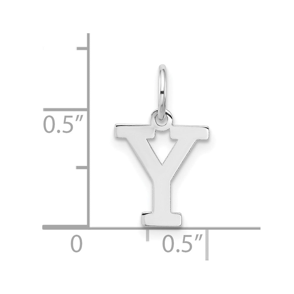 Sterling Silver Rhodium-Plated Block Letter Y Initial Charm