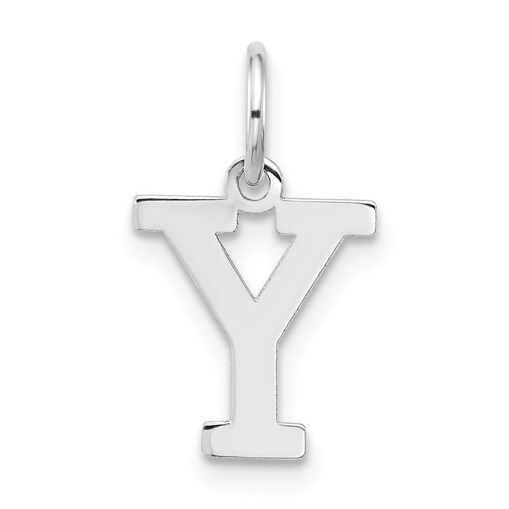Sterling Silver Rhodium-Plated Block Letter Y Initial Charm