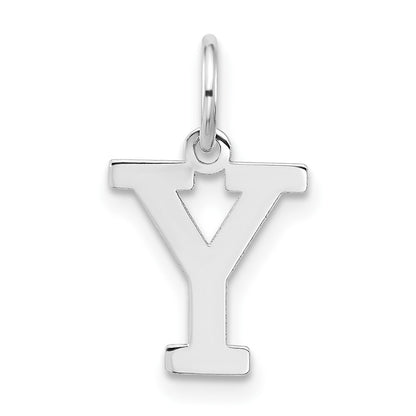 Sterling Silver Rhodium-Plated Block Letter Y Initial Charm