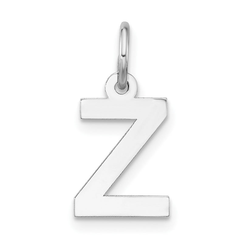 Sterling Silver Rhodium-Plated Block Letter Z Initial Charm