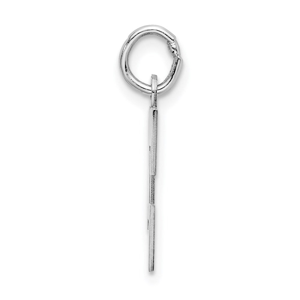 Sterling Silver Rhodium-Plated Block Letter E Initial Charm