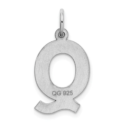 Sterling Silver Rhodium-Plated Block Letter Q Initial Charm