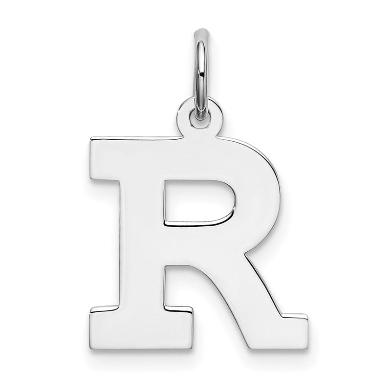 Sterling Silver Rhodium-Plated Block Letter R Initial Charm