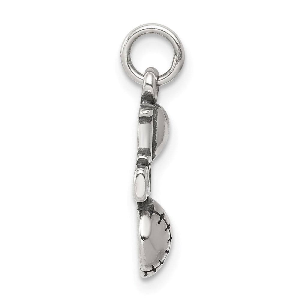 Sterling Silver Antique I (Heart) Baseball Charm