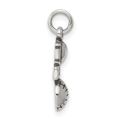 Sterling Silver Antique I (Heart) Baseball Charm