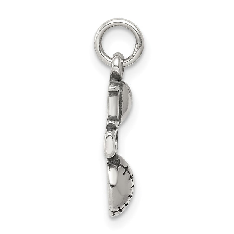 Sterling Silver Antique I (Heart) Baseball Charm