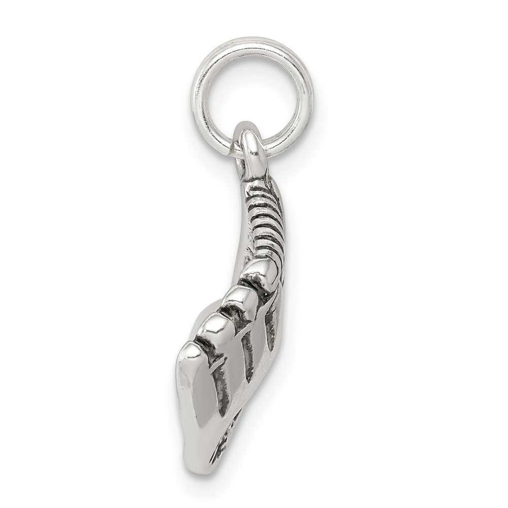 Sterling Silver Antiqued Baseball Glove W/Simulated Pearl Charm