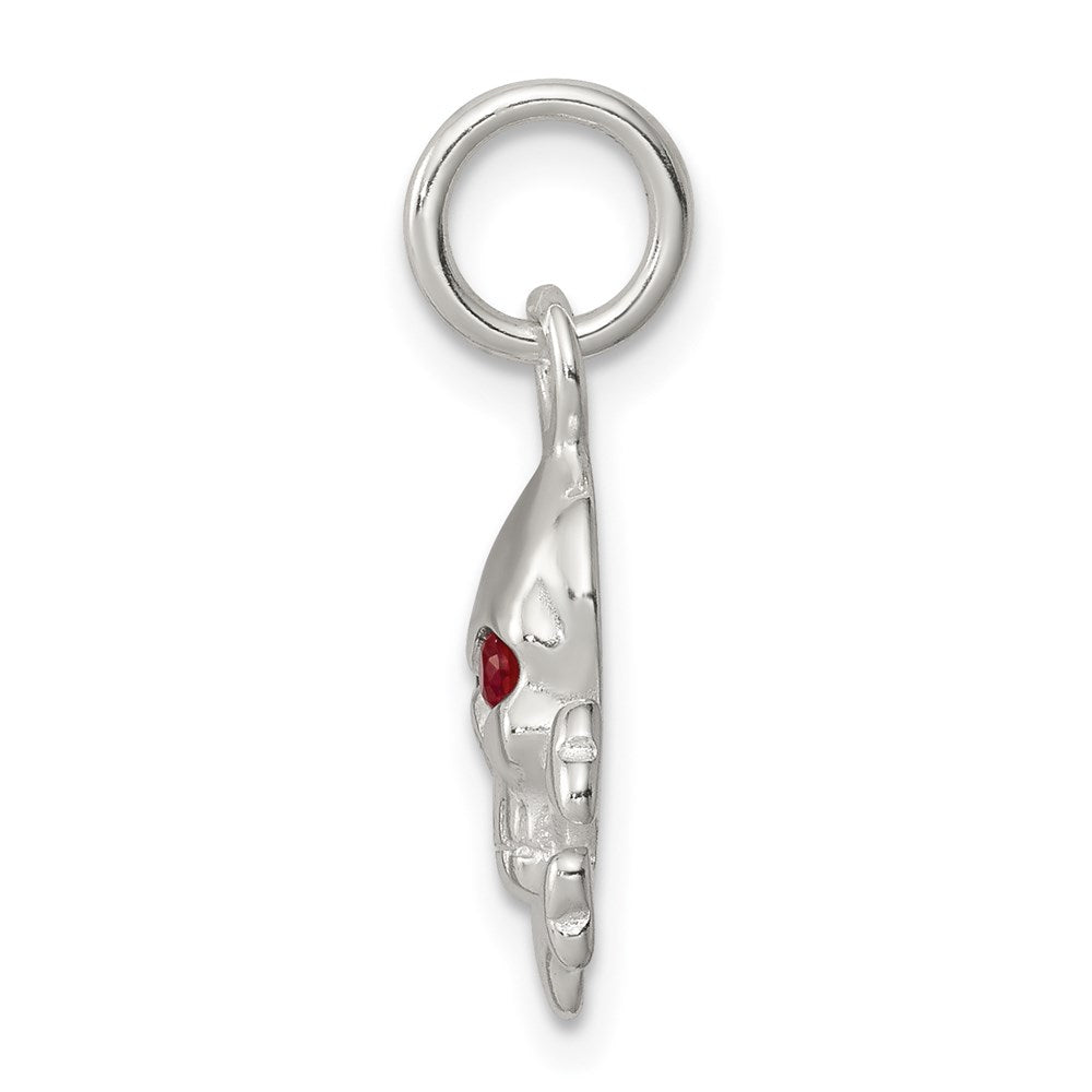 Sterling Silver Red Cz Skull Charm