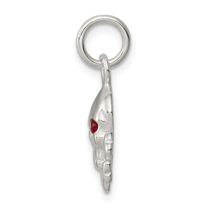 Sterling Silver Red Cz Skull Charm