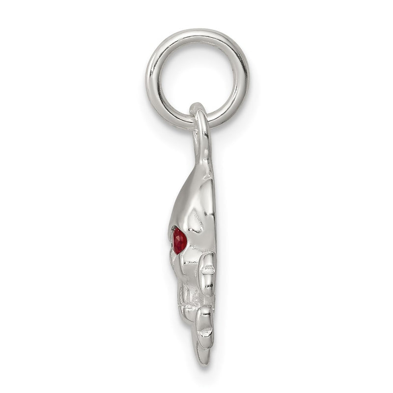 Sterling Silver Red Cz Skull Charm