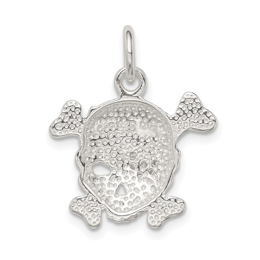 Sterling Silver Cz Skull Charm