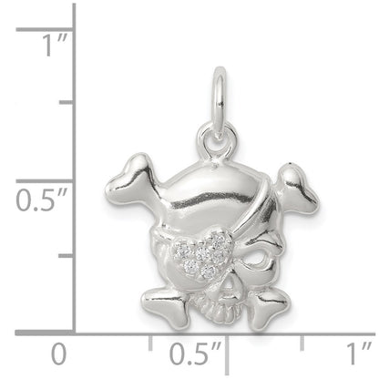 Sterling Silver Cz Skull Charm