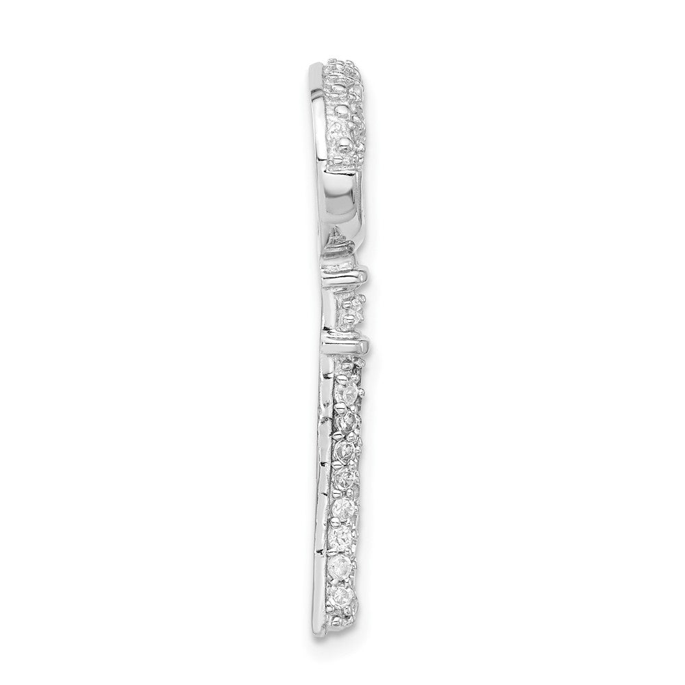 Sterling Silver Polished Cz Key Pendant