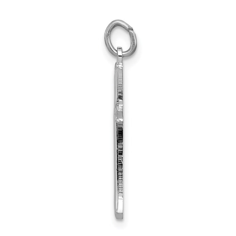 Sterling Silver Rhodium-Plated Fleur De Lis Cross Charm