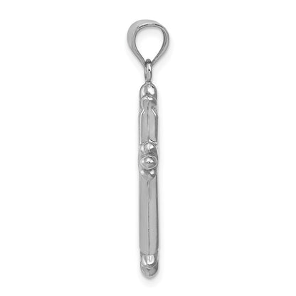 Sterling Silver Rhodium-Plated Fleur-De-Lis Cross Pendant