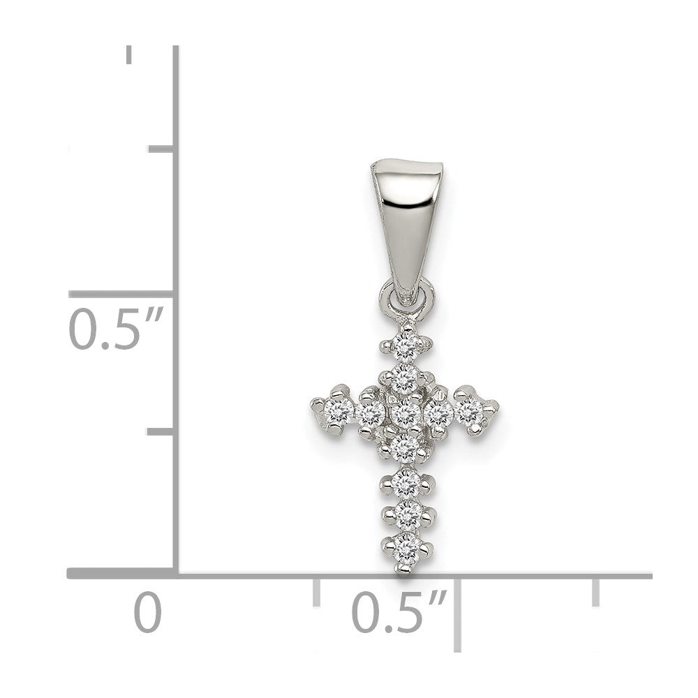 Sterling Silver Rhodium-Plated Cz Cross Pendant