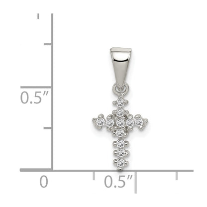 Sterling Silver Rhodium-Plated Cz Cross Pendant