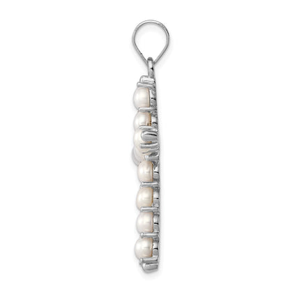 Sterling Silver Rhodium-Platedfw Cultured Pearl Cross Pendant