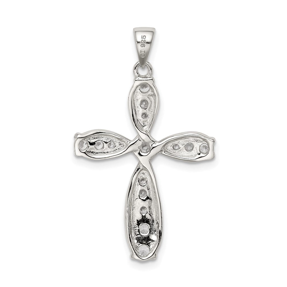 Sterling Silver Rhodium-Plated Cz Cross Pendant