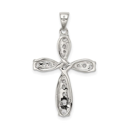 Sterling Silver Rhodium-Plated Cz Cross Pendant