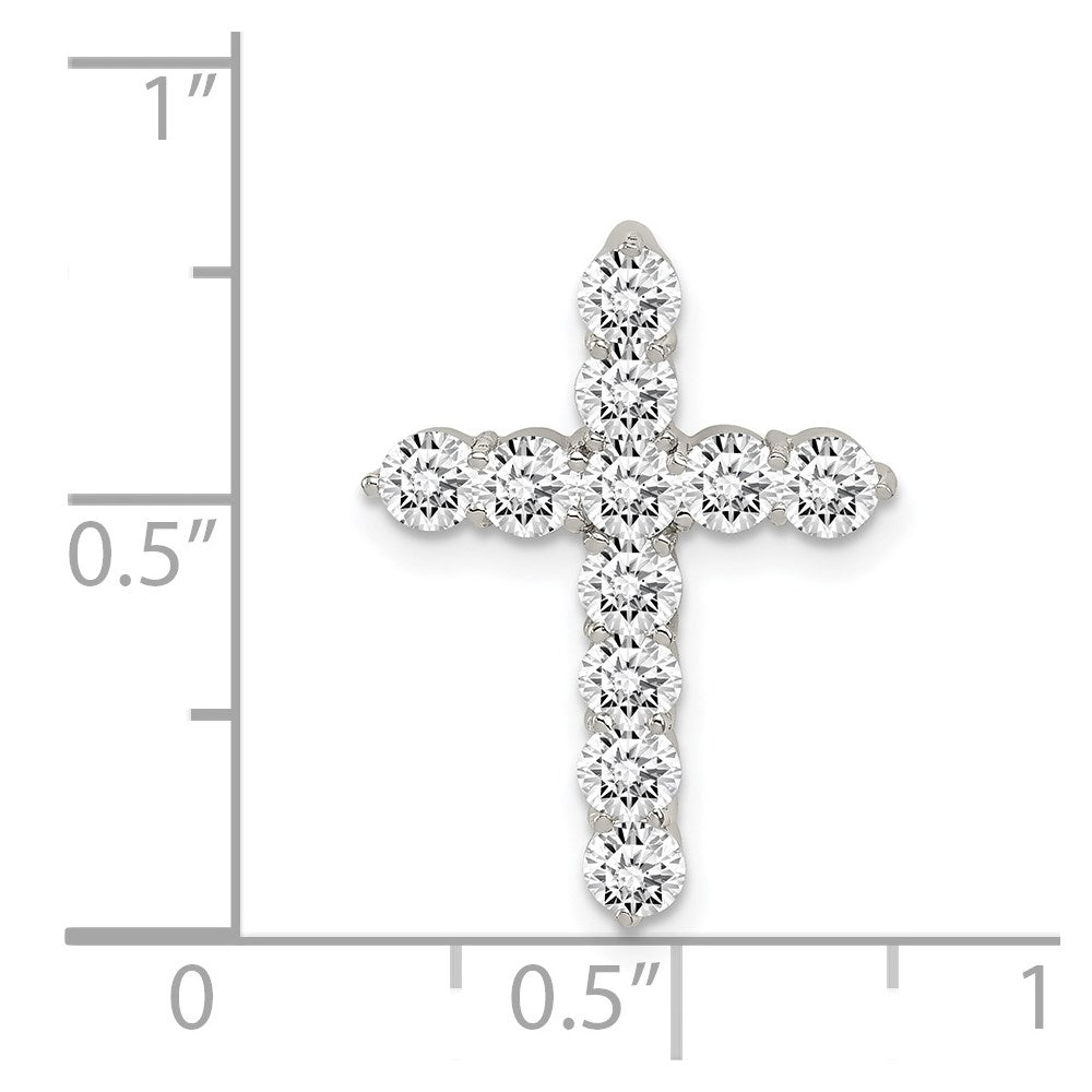 Sterling Silver Rhodium-Plated Cz Cross Pendant