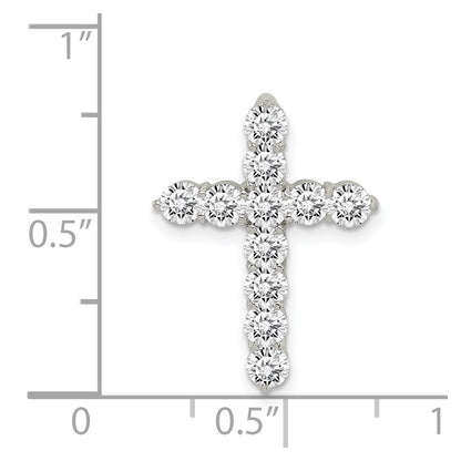 Sterling Silver Rhodium-Plated Cz Cross Pendant