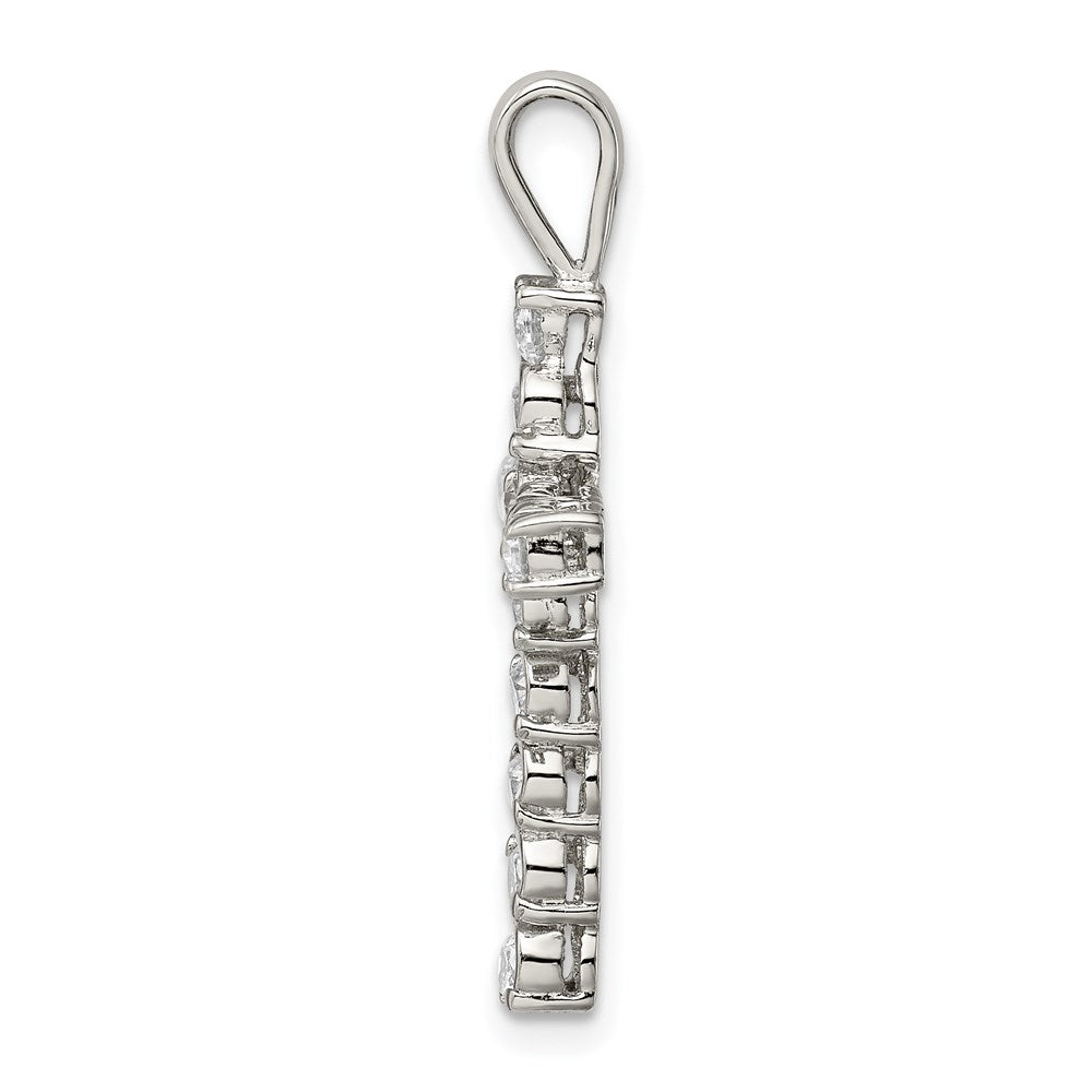 Sterling Silver Rhodium-Plated Cz Latin Cross Pendant