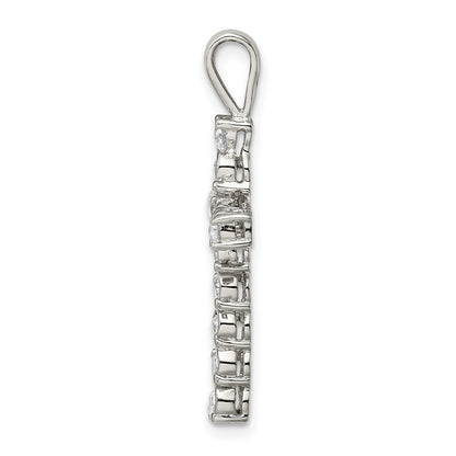 Sterling Silver Rhodium-Plated Cz Latin Cross Pendant