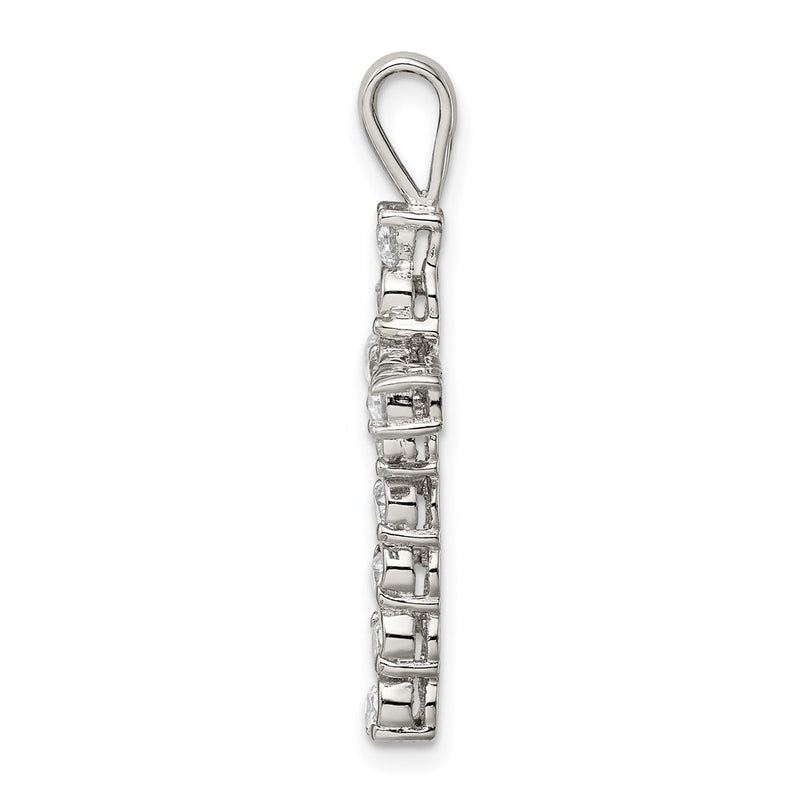 Sterling Silver Rhodium-Plated Cz Latin Cross Pendant