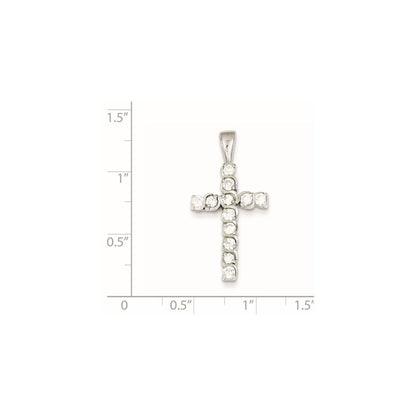 Sterling Silver Rhodium-Plated Cz Latin Cross Pendant