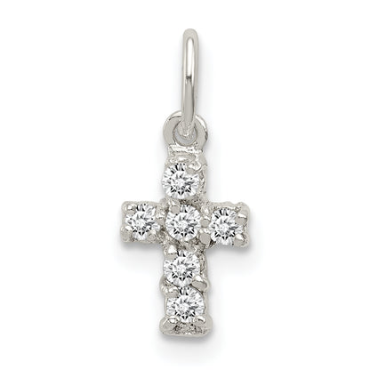 Sterling Silver Cz Cross Charm