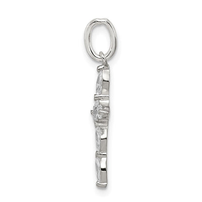 Sterling Silver Rhodium-Plated Cz Cross Charm
