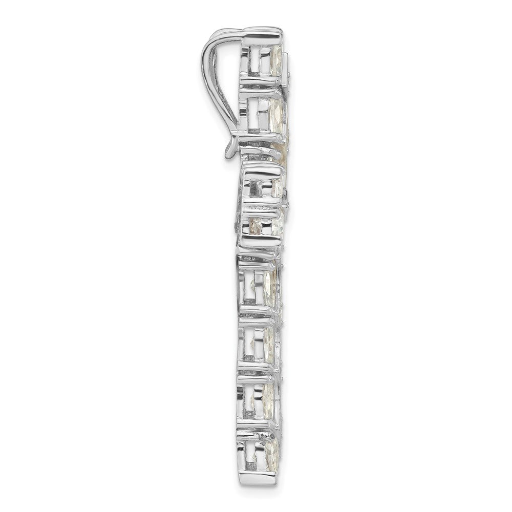 Sterling Silver Polished Fancy Cz Latin Cross Slide
