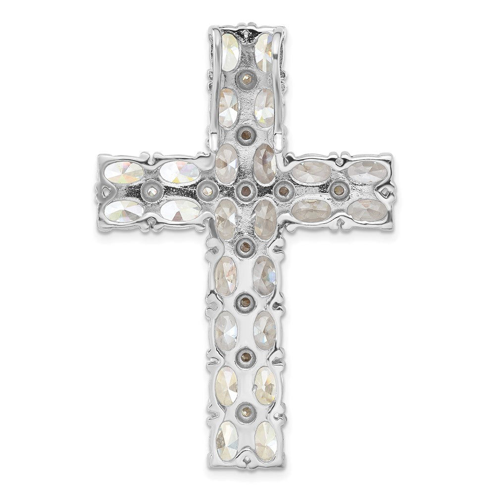 Sterling Silver Polished Fancy Cz Latin Cross Slide