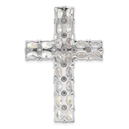 Sterling Silver Polished Fancy Cz Latin Cross Slide