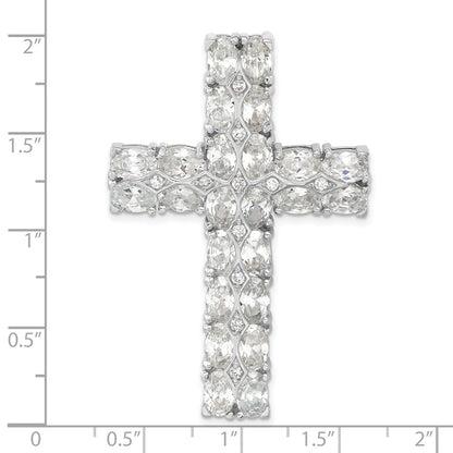 Sterling Silver Polished Fancy Cz Latin Cross Slide