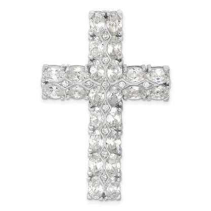 Sterling Silver Polished Fancy Cz Latin Cross Slide