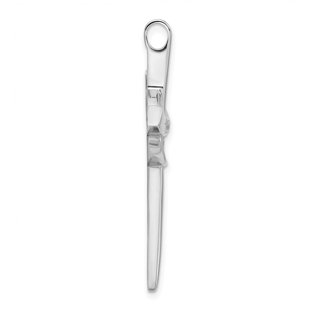 Sterling Silver Rhodium-Plated Cz Cross Pendant