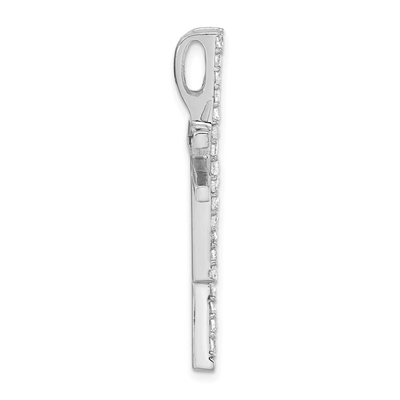 Sterling Silver Polished Fancy Cz Cross Slide Pendant