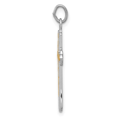 Sterling Silver Rhodium-Plated & 18K Gold-Plated Cross Charm