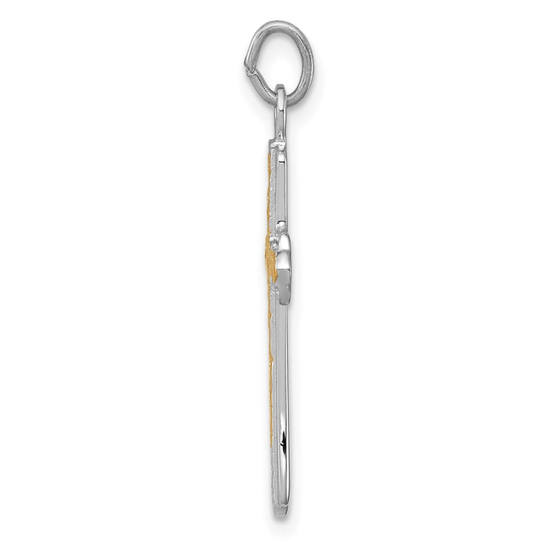 Sterling Silver Rhodium-Plated & 18K Gold-Plated Cross Charm
